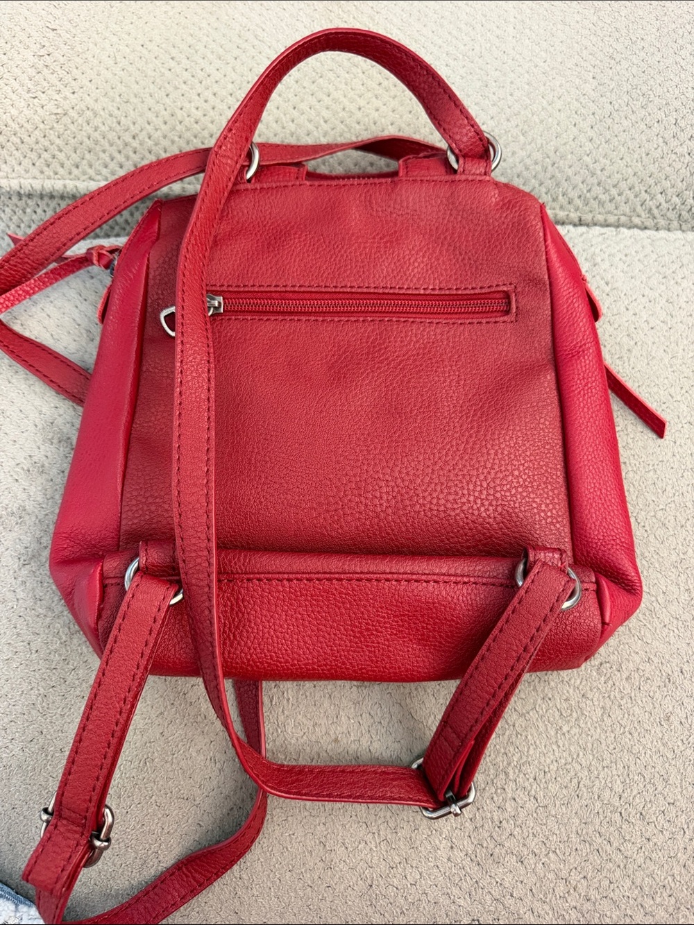 The Sak Red Leather convertible Backpack with Braided Trim - Picture 3 of 4